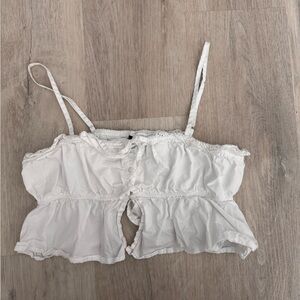 White Ruffled Crop camisole tank Top
